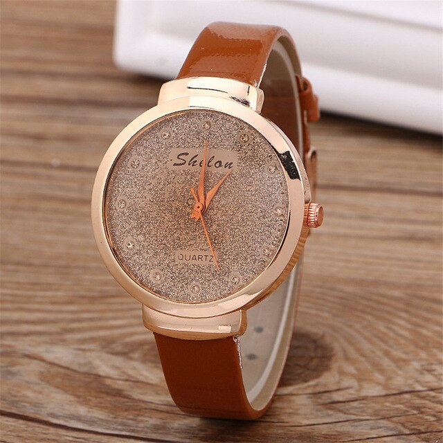 Fashion Women's Wrist Watch Candy Color Skin Slim Band Quartz Disc Flash Simple Clock Dial Shiny Rhinestone Ladies Watch RUNERR