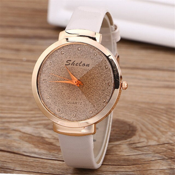 Fashion Women's Wrist Watch Candy Color Skin Slim Band Quartz Disc Flash Simple Clock Dial Shiny Rhinestone Ladies Watch RUNERR