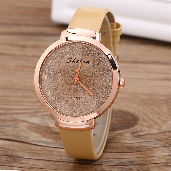 Fashion Women's Wrist Watch Candy Color Skin Slim Band Quartz Disc Flash Simple Clock Dial Shiny Rhinestone Ladies Watch RUNERR