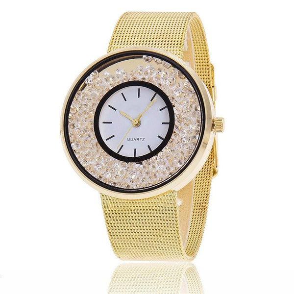 New fashion watch stainless steel gold and silver belt quartz luxury ladies watch relogio feminino часыженские