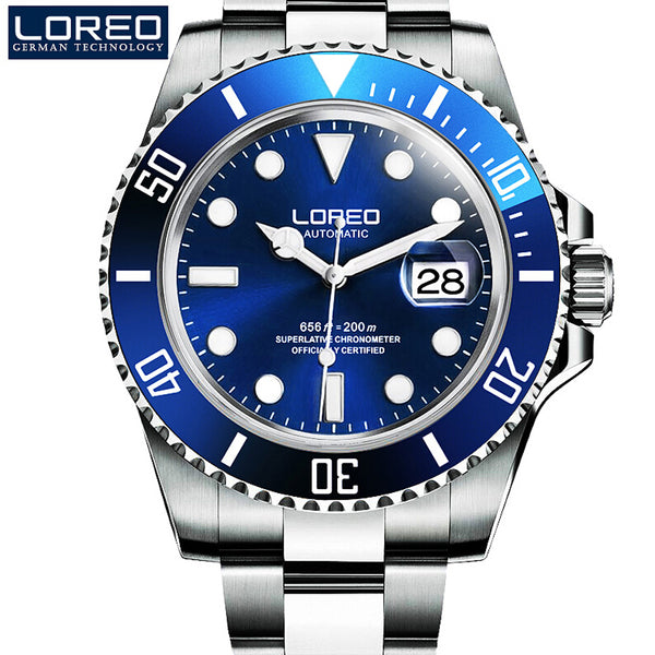 High Quality LOREO Men Watches Top Brand Luxury Sapphire 200m Waterproof Military Watches Men Automatic Mechanical Wrist Watches