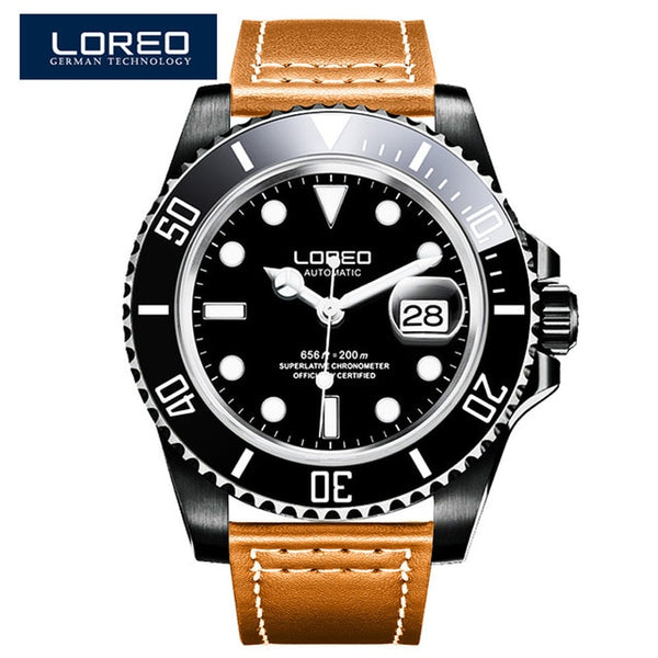 High Quality LOREO Men Watches Top Brand Luxury Sapphire 200m Waterproof Military Watches Men Automatic Mechanical Wrist Watches