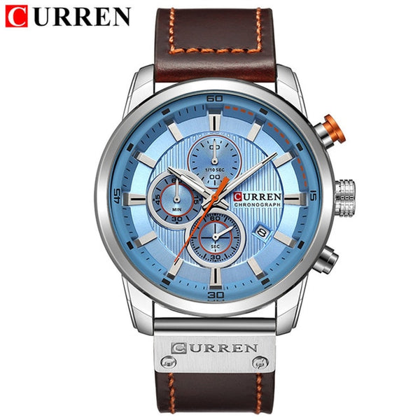 New Watches Men Luxury Brand CURREN Chronograph Men Sport Watches High Quality Leather Strap Quartz Wristwatch Relogio Masculino