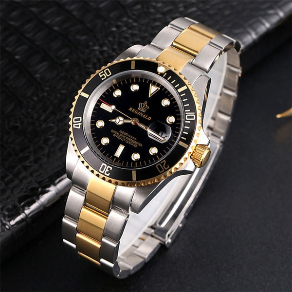 Man Watch 2018 Top Brand Reginald Watch Men Sports Watches Rotatable Bezel GMT Sapphire Glass Date Stainless Steel Watch Gifts