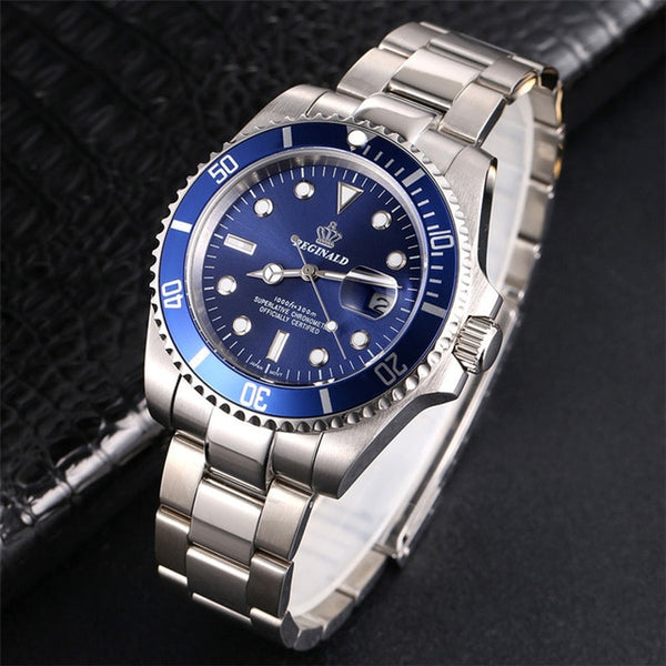 Man Watch 2018 Top Brand Reginald Watch Men Sports Watches Rotatable Bezel GMT Sapphire Glass Date Stainless Steel Watch Gifts