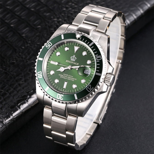 Man Watch 2018 Top Brand Reginald Watch Men Sports Watches Rotatable Bezel GMT Sapphire Glass Date Stainless Steel Watch Gifts
