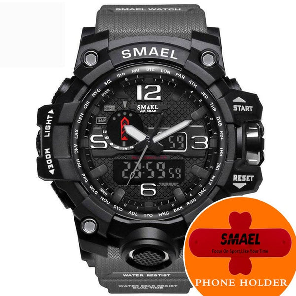 SMAEL Watches Men Sport Watch Man Big Clock Military Watch luxury Army relogio 1545 masculino Alarm LED Digital Watch Waterproof