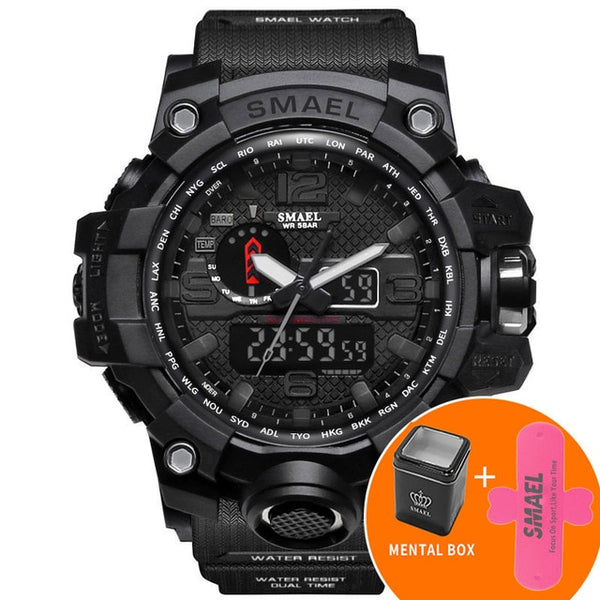 SMAEL Watches Men Sport Watch Man Big Clock Military Watch luxury Army relogio 1545 masculino Alarm LED Digital Watch Waterproof
