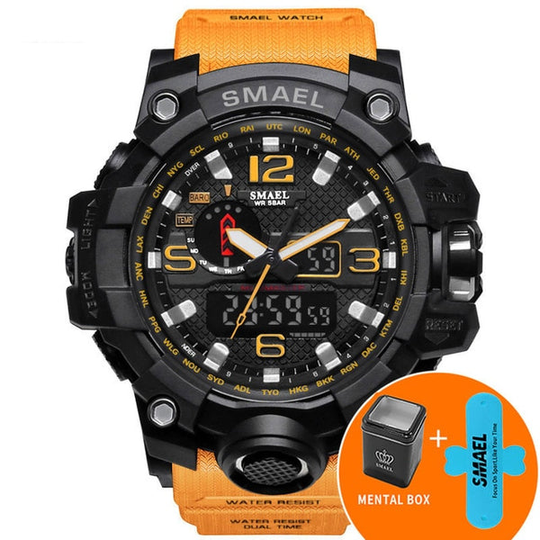 SMAEL Watches Men Sport Watch Man Big Clock Military Watch luxury Army relogio 1545 masculino Alarm LED Digital Watch Waterproof