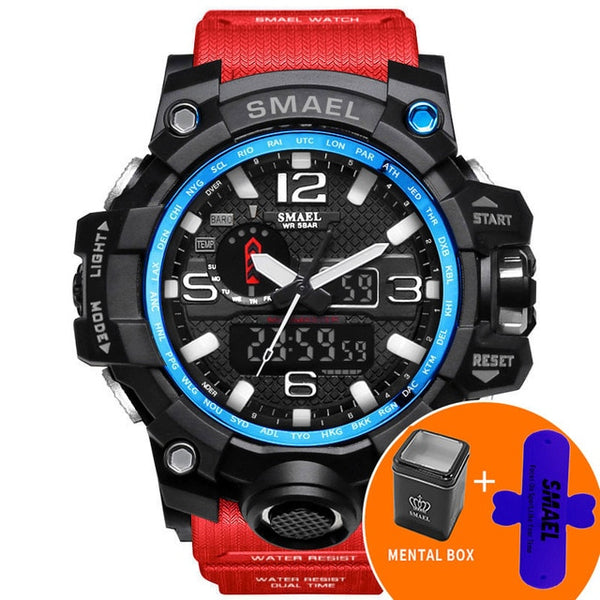 SMAEL Watches Men Sport Watch Man Big Clock Military Watch luxury Army relogio 1545 masculino Alarm LED Digital Watch Waterproof