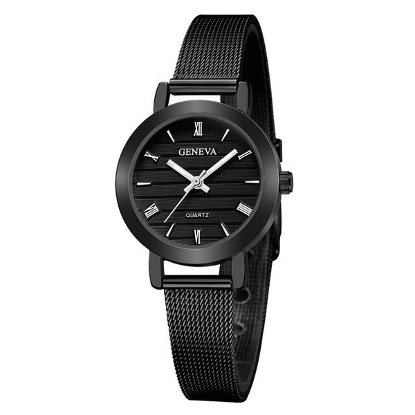 Simple Ladies Gold Watch Women Famous Brand Minimalist Steel Mesh Simple Geneva Watch Women Role Quartz Watch @F