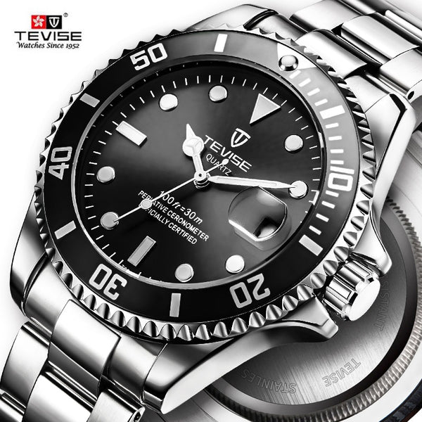 Hot Sell 2019 New Tevise Quartz Men's Watch Automatic Date Fashion Luxury Sport Watches Stainless Steel Clock Relogio Masculino