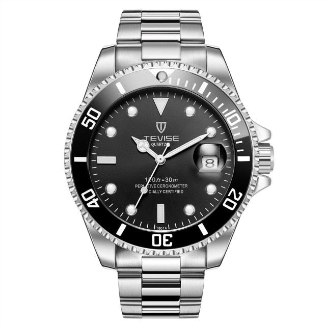 Hot Sell 2019 New Tevise Quartz Men's Watch Automatic Date Fashion Luxury Sport Watches Stainless Steel Clock Relogio Masculino