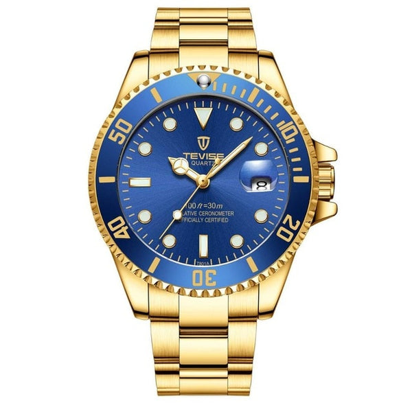 Hot Sell 2019 New Tevise Quartz Men's Watch Automatic Date Fashion Luxury Sport Watches Stainless Steel Clock Relogio Masculino