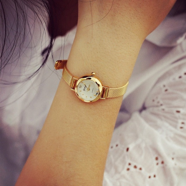 Ladies Gold Watch Women Famous Brand Minimalist Steel Mesh Simple Geneva Watch Women Waterproof Xfcs Role Quartz Watch 2018 #F