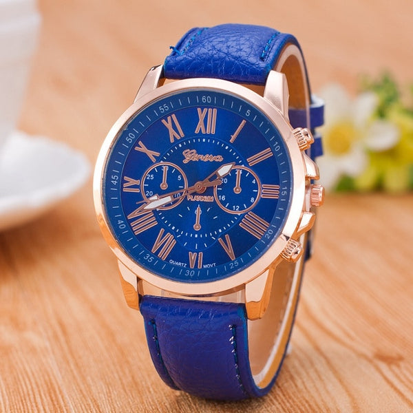 High quality Roman Number popular men women top brand quartz clock watch leather watches relogio feminino reloj mujer montre fem