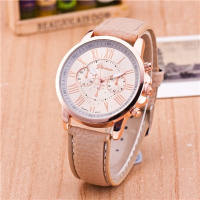 High quality Roman Number popular men women top brand quartz clock watch leather watches relogio feminino reloj mujer montre fem