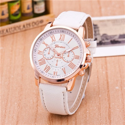 High quality Roman Number popular men women top brand quartz clock watch leather watches relogio feminino reloj mujer montre fem