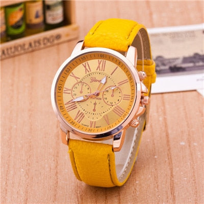 High quality Roman Number popular men women top brand quartz clock watch leather watches relogio feminino reloj mujer montre fem