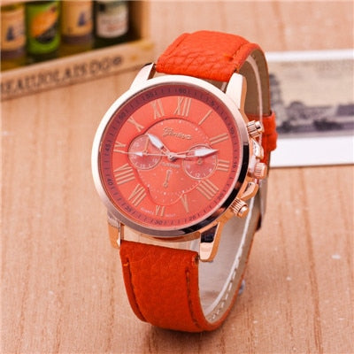 High quality Roman Number popular men women top brand quartz clock watch leather watches relogio feminino reloj mujer montre fem