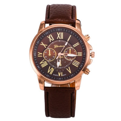 High quality Roman Number popular men women top brand quartz clock watch leather watches relogio feminino reloj mujer montre fem