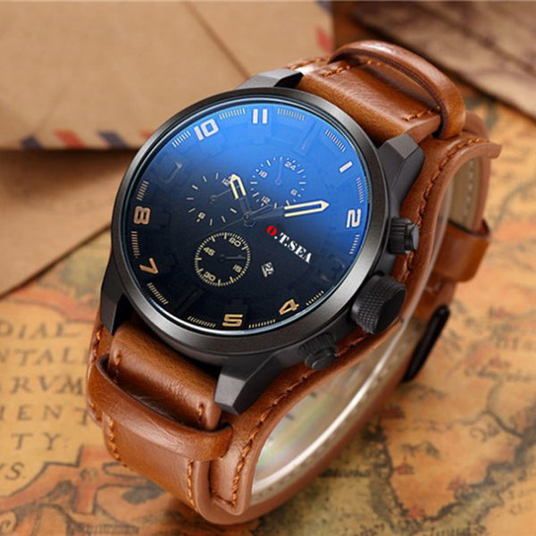 relogio masculino Fashion Watch Men Military Quartz Watch Mens Watches Top Brand Luxury Leather Sports Wristwatch Date Clock New