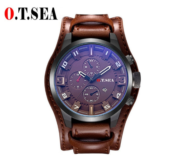 relogio masculino Fashion Watch Men Military Quartz Watch Mens Watches Top Brand Luxury Leather Sports Wristwatch Date Clock New