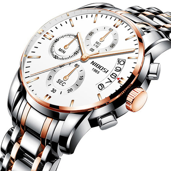 NIBOSI Mens Watches Luxury Brand Military Sport Gold Watch Men Business Wristwatch Chronograph Quartz Watch Relogio Masculino