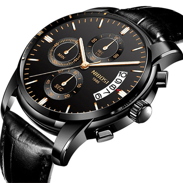 NIBOSI Mens Watches Luxury Brand Military Sport Gold Watch Men Business Wristwatch Chronograph Quartz Watch Relogio Masculino