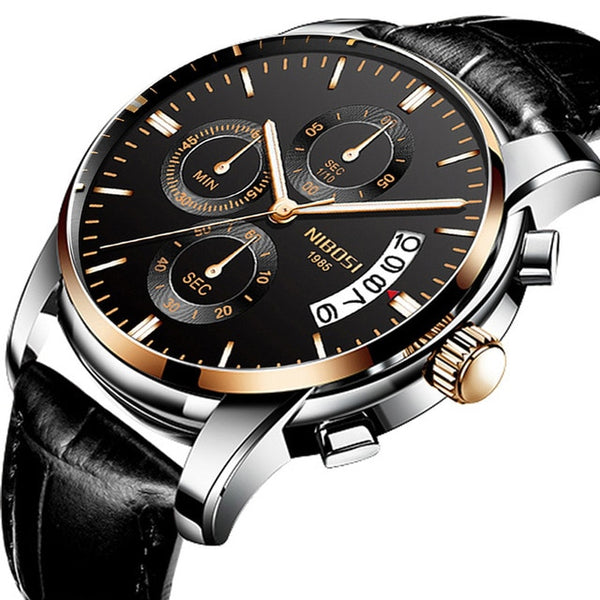 NIBOSI Mens Watches Luxury Brand Military Sport Gold Watch Men Business Wristwatch Chronograph Quartz Watch Relogio Masculino