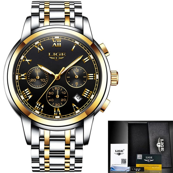 2019 New Watches Men Luxury Brand LIGE Chronograph Men Sports Watches Waterproof Full Steel Quartz Men's Watch Relogio Masculino